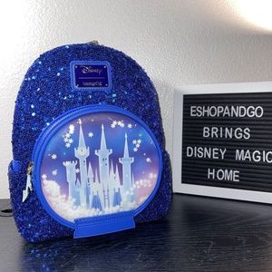 Loungefly Disney Cinderella Castle Collection Snow Globe Sequin Mini Backpack